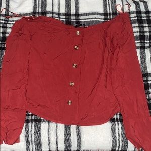 red crop blouse